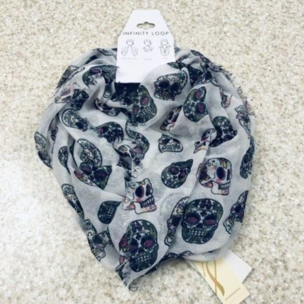 Halloween Infinity Scarf Candy Skulls